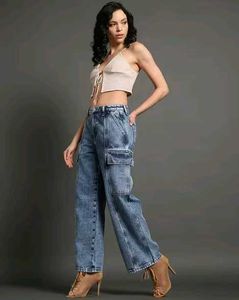 Lee Cooper Stylish Wide-Leg Cargo Jeans