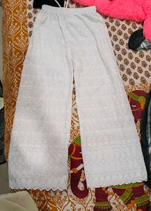 White Chikankari Palazzo Pants