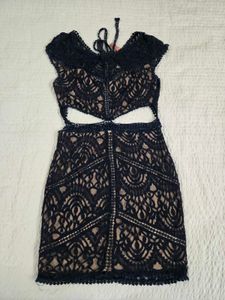 Navy Lace Cutout Bodycon Mini Dress size S