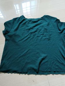 Teal Ribbed V-Neck T-Shirt