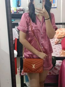 Stylish Brown Quilted Crossbody Bag