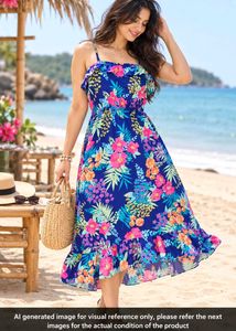 Vibrant Floral Ruffle Dress Size M-L Fix price