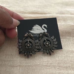 Antique Silver Bird &amp; Flower Earrings