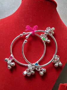 Silver Anklets with Colorful Stones
