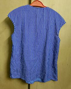 Blue &amp; White Print Top