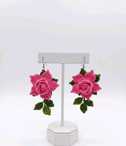Rose Crochet Statement Earrings