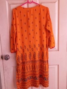 Orange Printed Kurta