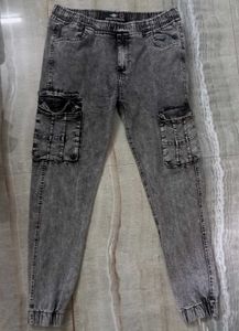 Acid Wash Cargo Jogger Jeans
