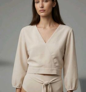 AND Elegant Beige Wrap Top XL size