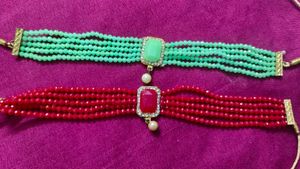 Beaded Combo Choker Necklace With No Earings