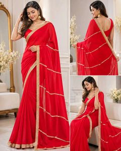 Beautiful ❤️ rose red saree
