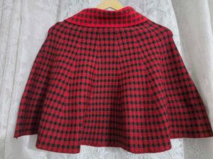 Chic Red & Black Plaid Capelet