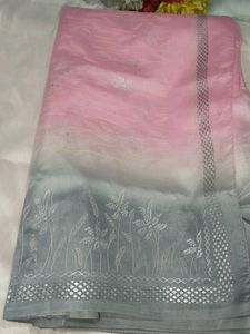 Elegant Pink & Grey Ombre Saree with blouse