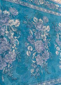 Beautiful Blue Floral Saree(no blouse)