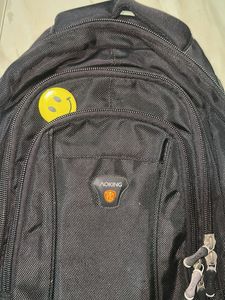 Aoking Black Backpack with Smiley Charm