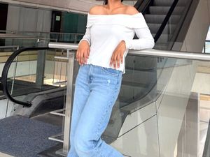 h&amp;m divided off shoulder top