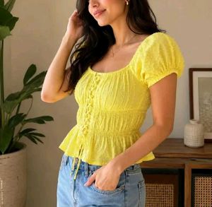 Charming Yellow Puff Sleeve Top(LIMITED OFFER)