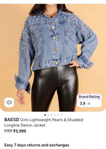 Stylish ' Pearl & Studded Denim Jacket