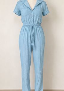 Light Blue Collared Jumpsuit