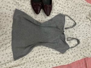 Grey Lace Trim Cami Top