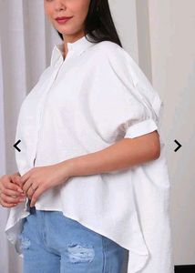 Shein White Puff Sleeve Button-Down