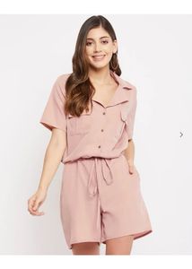 Women's Button-Up Short Jumpsuit