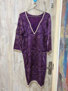 Vibrant Purple Bandhani Kurta Set with dupatta