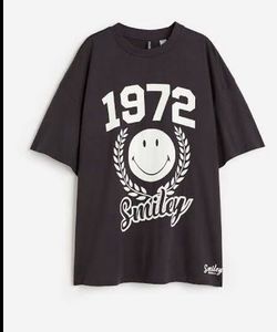 H&M oversized Smiley Face Graphic T-Shirt