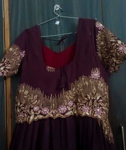 Maroon Ethnic Gown with Gold Embellishments