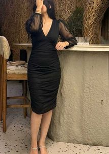 Black Mesh Midi Dress
