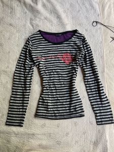 y2k stripped  printerest fitted vintage top