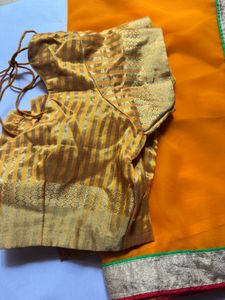 Vibrant Yellow Saree with Golden Border
