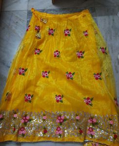 Yellow Embroidered Lehenga Choli Set