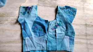 A Beautiful Hand Work Saree With Stitching Blouse
