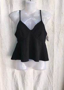 I. Chic Black Peplum Cami Top