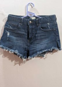 Distressed Denim Cut-Off Shorts