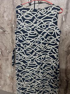 Navy Rope Print Wrap Dress