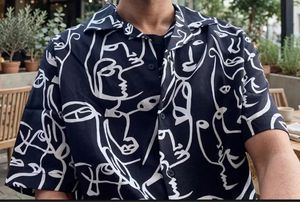 Abstract Face Print Short Sleeve Shirt
