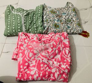 Set of 3 Cotton Kurtis