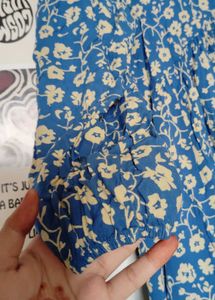 Blue Floral Print Mini Dress