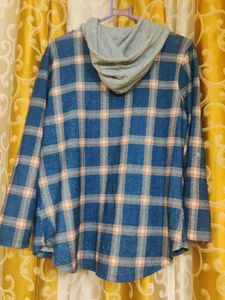 Blue Plaid Hoodie Shirt