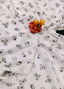 White Floral Print Kurta for girls and working wom