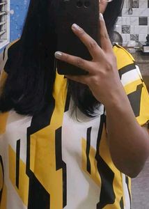Stylish Yellow &amp; Black Striped Tunic Top