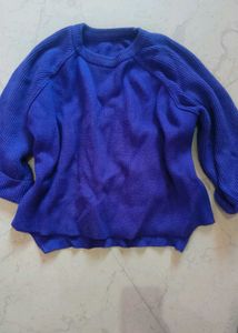 Blue Knit Pullover Sweater