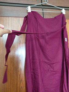 Burgundy Ethnic Cotton Skirt with Potli bag