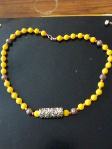 Vibrant Yellow Beaded Necklace