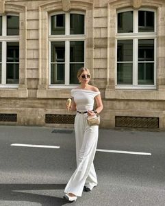 Off-Shoulder Ruched White Top
