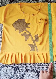 Yellow Rose Print Long Sleeve Top