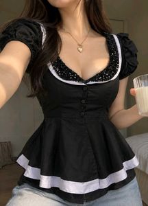 New with tag Korean Chic Black Peplum Top