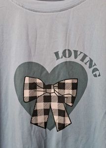 Cute Blue Heart Graphic T-Shirt